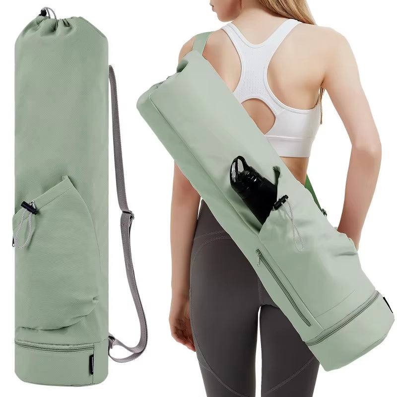 Multi-Functional Yoga Mat Bag with Water Bottle Pocket Wet Storage for Gym Pilates Fitness - Carrier Tote