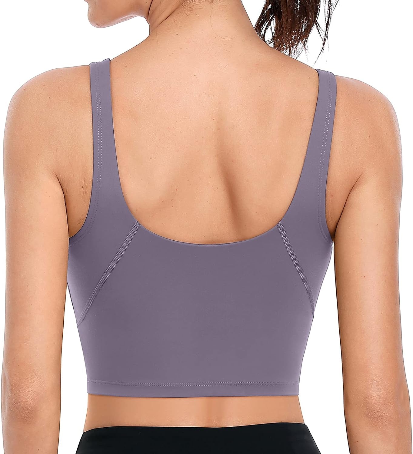 Built in Bra Workout Tops for Women Padded Sports Bra Yoga Tank Medium Support Purple