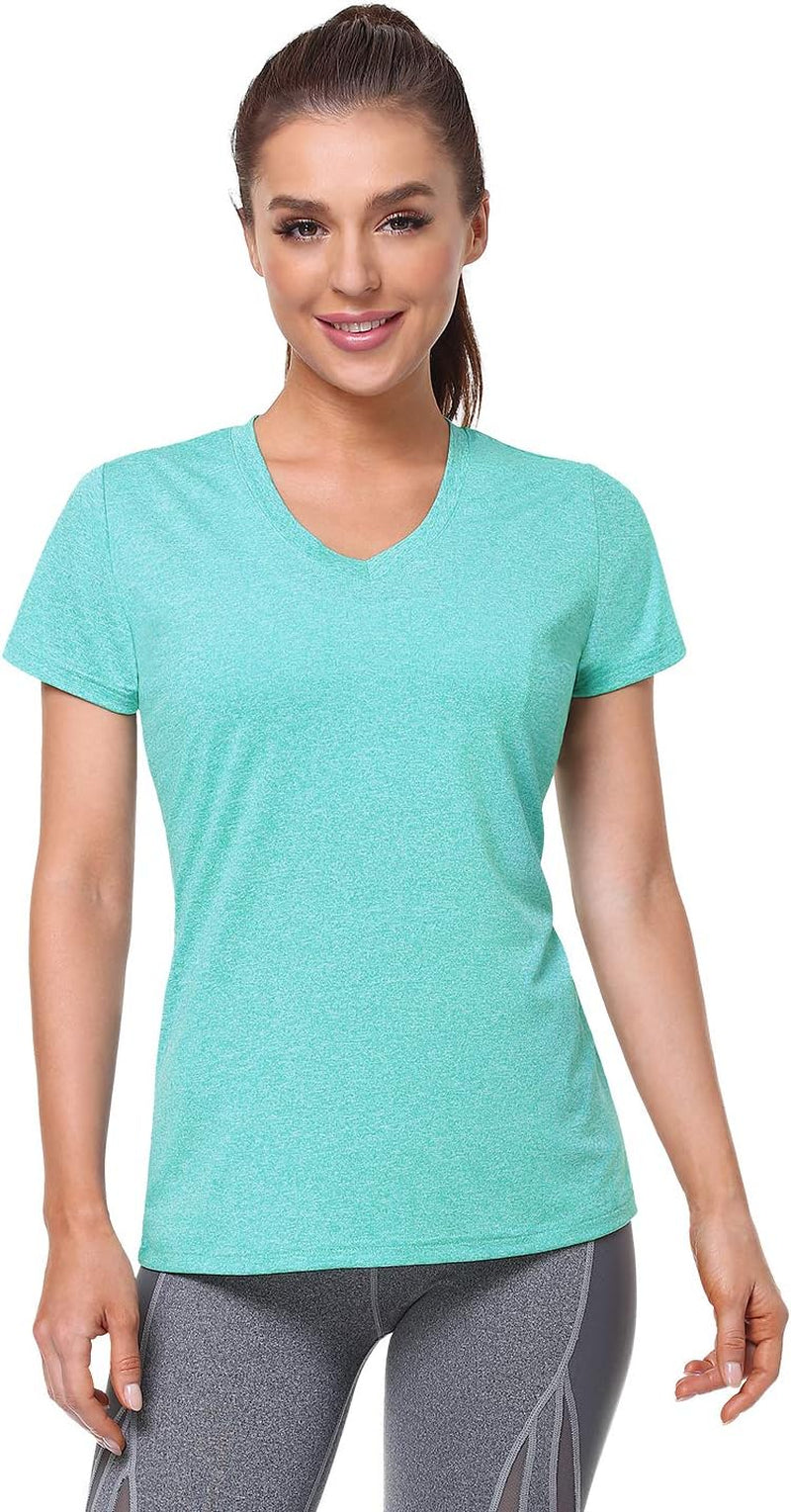 5-Pack Women'S Short Sleeve Dry Fit T-Shirt Moisture Wicking Athletic V-Neck Tee