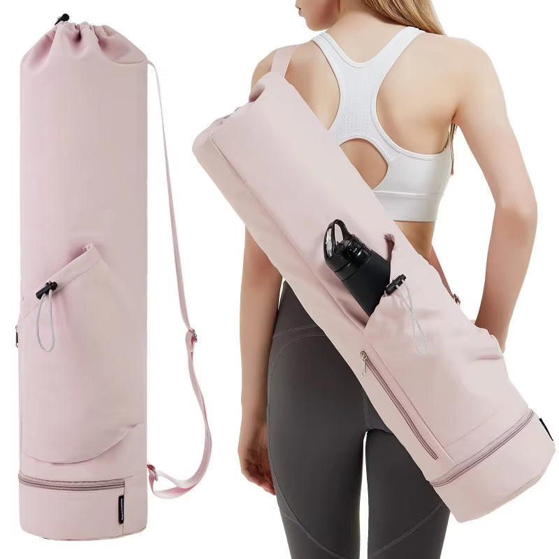 Multi-Functional Yoga Mat Bag with Water Bottle Pocket Wet Storage for Gym Pilates Fitness - Carrier Tote